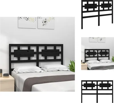 Produktbild von vidaXL Kopfteil Schwarz 185,5x4x100 cm Massivholz Kiefer -  Kopf- & Fußenden