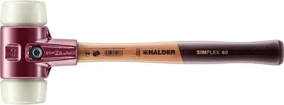 Produktbild von Halder Schonhammer Durchmesser 60mm 1510g Simplex Nylon weiß mit Holzstiel - 3008060