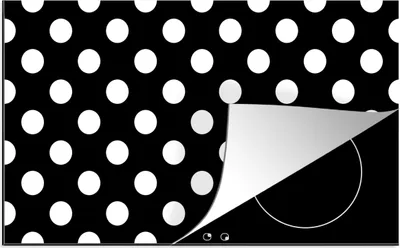 Produktbild von KitchenYeah© Herdabdeckplatte Polka dots - Muster - Schwarz und Weiß , 91x52cm, Küche Deko, Glaskeramikkochfeld Herdabdeckung, Abdeckplatte fùr Kochfeld