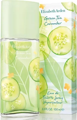 A bottle of Elizabeth Arden Green Tea Cucumber Eau de Toilette and its packaging are shown against a white background.