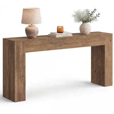Produktbild von VASAGLE Konsolentisch in U-Form, Minimalistischer Flurtisch für Wohnzimmer, 160 x 30 x 80 cm, Warmbraun, KI-generiertes Bild