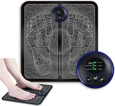 Productafbeelding van Elektrische, opvouwbare en draagbare voetmassageapparaat, voor het verbeteren van de bloedcirculatie en het verlichten van spierpijn, met 6 modi en 9 intensiteitsniveaus – EMS voetmassageapparaat