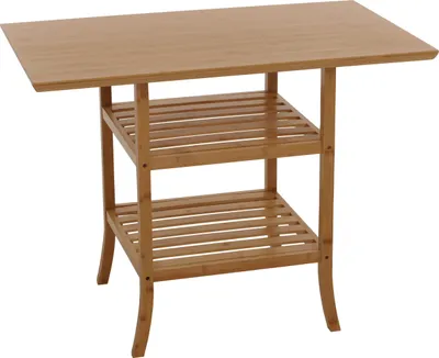Produktbild von Bambus Tisch HWC-N84, Balkontisch Beistelltisch Esszimmertisch Mehrzwecktisch, - 100x60cm
