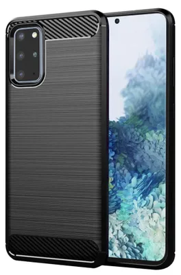 Produktbild von Techsuit Carbon Silicone Back Cover Hülle für Samsung Galaxy S20 Plus - Schwarz