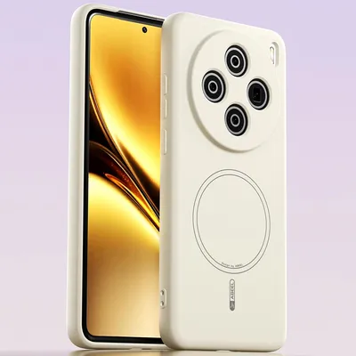 Image de Etui magnétique pour Vivo X200, compatible MagSafe, silicone liquide, résistant aux chocs et aux rayures Beige