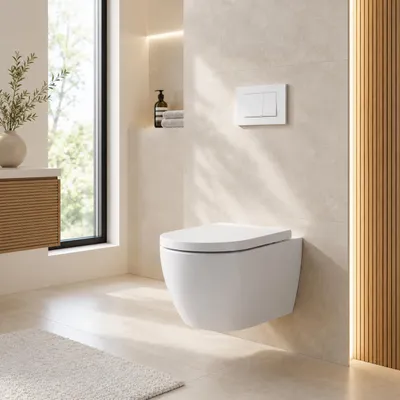 Produktbild von Whirlflush Hänge Wand WC Soho 3.0 Spülrandlos Tornado Spülung Weiß Glanz mit WC-Sitz Toilette