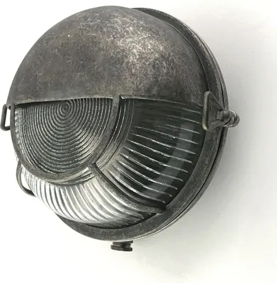 Produktbild von Außenwandleuchte Glas Messing E27 IP64 Ø 17,5 cm rund Zinn Maritim Kellerlampe