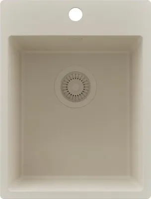 Produktbild von PRIMAGRAN Spülbecken Beige 38x50cm, Granitspüle 1 Becken + Ablauf-Set, Küchenspüle ab 40er Unterschrank - Riga