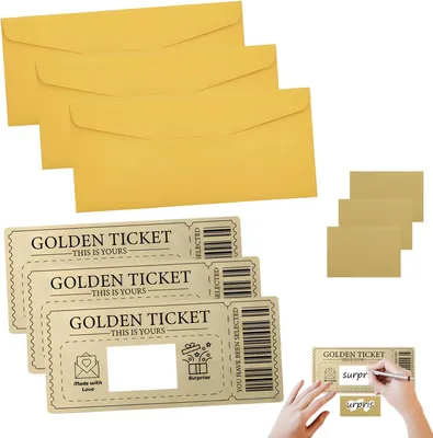 Imagen del producto de Set de tarjetas de regalo, de 3 piezas, con rasca y gana dorados, incluye sobres, para ocasiones especiales