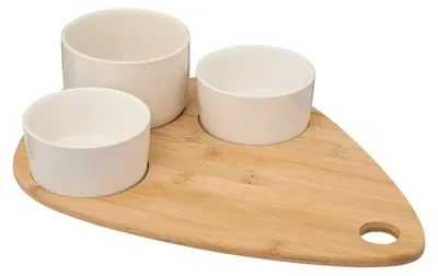 Produktbild von 5Five Servierbrett Bambus - mit 4x Luxusschalen - 35 x 24 cm - Tapas und Saucenschalen