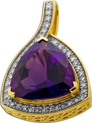 Produktbild von Amethyst Anhänger Gold 585 14K nat Amethyst 8.5ct Natur Diamanten
