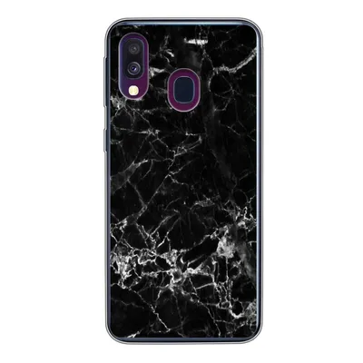 Produktbild von MuchoWow® Handyhülle Schutzhülle Hülle für Samsung Galaxy A40 Marmor - Stein - Schwarz Silikon Softcase Handy Hülle - Handy-Tasche