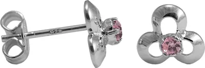 Produktbild von 925 Sterling Silber Ohrstecker Blüte mit Zirkonia in verschiedenen Farben Farbe - Pink