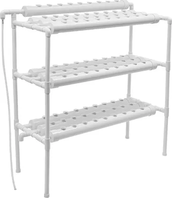 Image de Kit de culture hydroponique - Système à 3 niveaux - 90 trous de plantation - Pour légumes-feuilles - 102 × 40 × 100 cm - Blanc