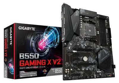 Produktbild von GIGABYTE B550 Gaming X V2 Mainboard – AMD Ryzen 5000 CPUs, 10+3 Phasen VRM, bis zu 4733 MHz DDR4, 1xPCIe 4.0 + 1xPCIe 3.0 M.2, 1GbE LAN, USB 3.2 Gen 2, AMD, Sockel AM4, AMD Ryzen 3000 Series, AMD Ryzen 4000 Series, AMD Ryzen 5000 Series, Sockel AM4, DDR4-SDRAM, 128 GB