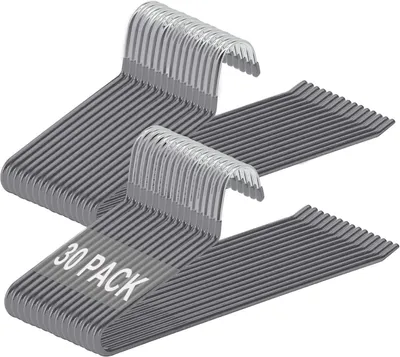 Produktbild von 30 Stück Hosenbügel Metall mit Rutschfester Beschichtung Grau