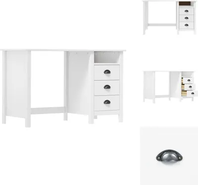Image de vidaXL Bureau Hill avec 3 tiroirs 120x50x74 cm bois de pin - Bureaux