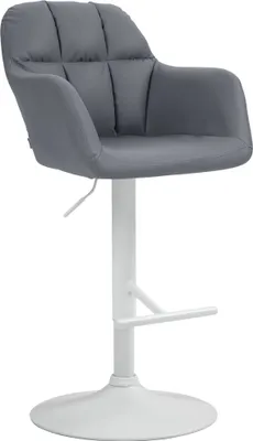 Produktbild von CLP Barhocker Natoma Kunstleder I 360° Drehbar, Metallgestell Höhenverstellbar grau Material Gestell Metall matt weiss