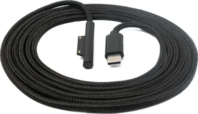 Produktbild von SYSTEM-S USB 3.1 Kabel 180 cm Ladekabel für Microsoft Surface geflochten in Schwarz