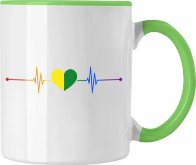 Produktbild von Trendation - Regenbogen Tasse Geschenk LGBT Schwule Lesben Transgender Grafik Pride Herzschlag Flagge (Grün)