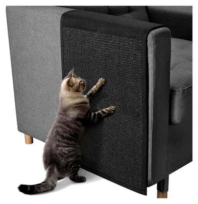 Produktbild von Katzen Kratzmatte für Sofa - Sisal Kratzteppich 130 x 45 cm - auch für Hunde geeignet - Schwarz