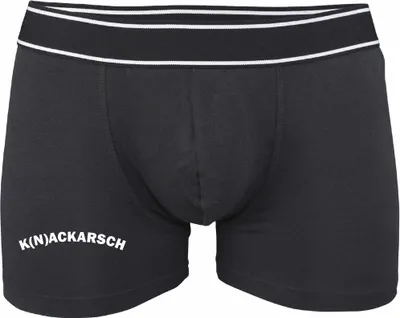 Produktbild von Boxershorts - Mann - Boxer-0011-man-black-v-L - schwarz - L - vorn - K(N)ACKARSCH - lustiges Motiv - Spruch - Unterwäsche - Unterhose - Freizeit - lustig