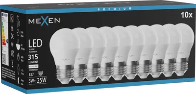 Obrázok produktu pre Mexen Nova 10x LED žiarovka E27, G45, 3W, neutrálna - 4000K, 315 lm - L101-E27-0340-01x10