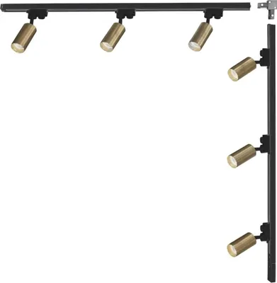 Produktbild von ZUMALINE Schienenstrahler-Set 6x GU10 2 m schwarz gold Rohrschiene 3563