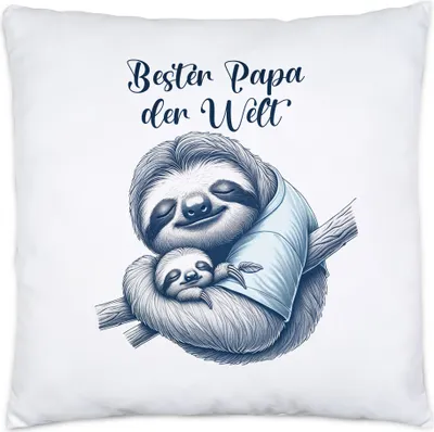 Produktbild von Bester Papa der Welt Faultier Kissen Inkl. Füllung Liebe Vater Geschenkidee