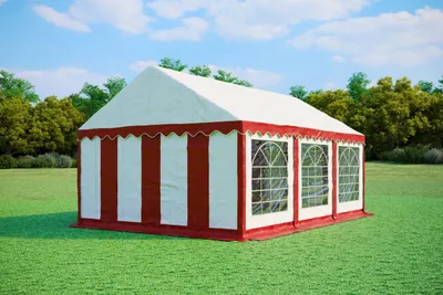 Obrázek produktu pro Párty stan 4x6m PVC PREMIUM 500 g/m² - Červeno-bílá