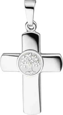 Produktbild von Anhänger Kreuz Lebensbaum 925 Sterling Silber Kreuzanhänger Silberkreuz