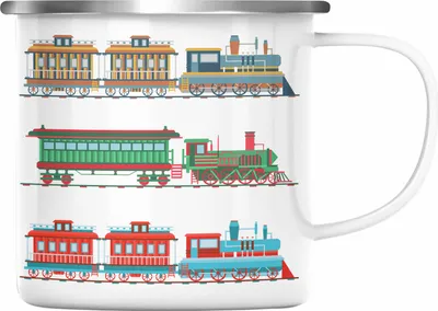 Produktbild von Trendation - Züge Emaille Tasse Geschenk Eisenbahner Lokführer Spruch Lokomotive Geschenkidee Eisenbahn Modelleisenbahn (Silber)