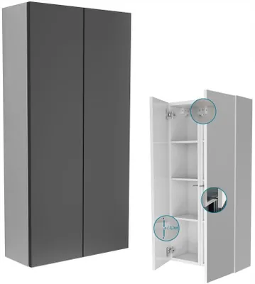 Zdjęcie produktu dla wisząca szafka łazienkowa 50x100x25 biały + szary MAT