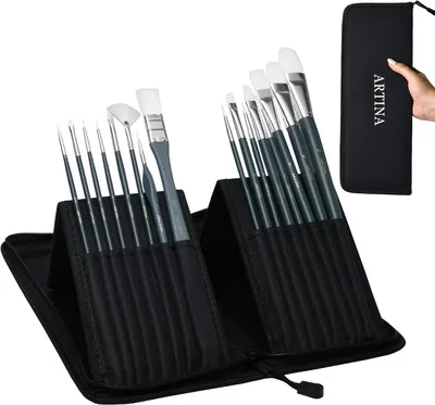 Produktbild von 17-teiliges Pinselset mit Pinselhalter für Acrylfarben