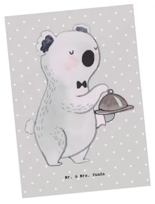 Produktbild von Mr. & Mrs. Panda Postkarte Restaurantfachmann Herz - Grau Pastell - Geschenk, Grußkarte, Postkarten, Ansichtskarten, Ansichtskarte, Fotokarte
