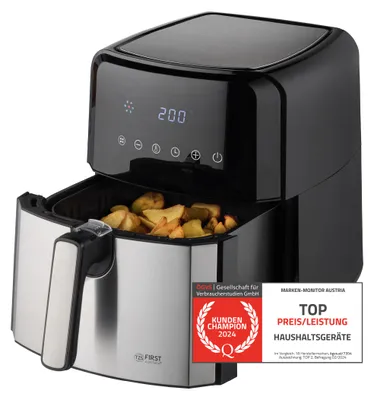 Produktbild von TZS First Austria Heißluftfritteuse 5L, 8 Programme, 1700W, Verzögerungstimer, Airfryer Ohne Öl & Fett, Edelstahlkorb, Kompaktfriteuse, Friteuse Heissluft Digital