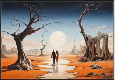 Produktbild von Wallario Wandbild Wüstenwanderer, Größe: 70,30 x 100,30 cm, Poster mit schwarzem Aluminiumrahmen