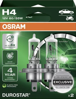 Produktbild von Osram Scheinwerferlampe H4 Durostar 2.0 2 Stück