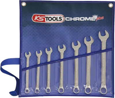 Produktbild von KS Tools 518.3020, 1/2,3/4,3/8,5/8,7/16,9/16,11/16", Chrom, Chrom-Vanadium-Stahl, 15°, 730 g, 7 Stück(e)