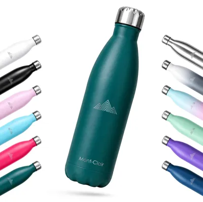 Edelstahl Wasserflasche 500 ml, vakuumisoliert, auslaufsicher, Dunkelgrün