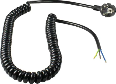 Produktbild von as-Schwabe Anschluss-Spiralkabel 1-4m Schukowinkelstecker 230V 16A Schwarz IP20