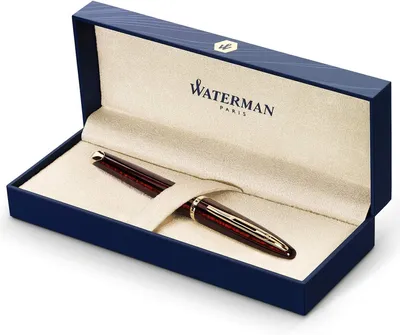 Produktbild von Waterman Carène Marine Amber Füller | hochglänzend Braun & Schwarz mit Clip aus 23-karätigem Gold | Federstärke M | blaue Tinte | Geschenkbox