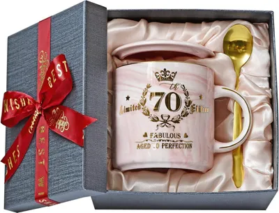 Image de Cadeau 70e anniversaire femme Limited Edition Marbre Tasse impression or