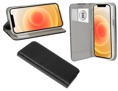 Produktbild von Buch Tasche Smart für iPhone 12 Handy Hülle Etui Brieftasche Schutzhülle mit Standfunktion, Kartenfach Schwarz