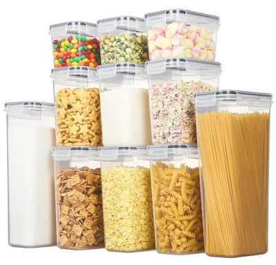 Zdjęcie produktu dla Pojemnik na żywność szczelny z pokrywką - 11 szt. - 2,8 l, 2,0 l, 1,6 l, 0,8 l - Przezroczysty