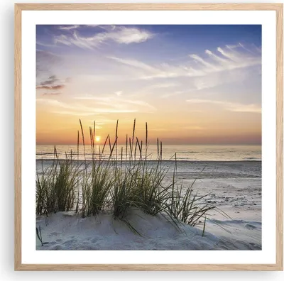 Produktbild von Gerahmtes Poster - Rahmen in heller Eiche - Westen Sonne Strand - 60x60 cm - Wand Bild - Wanddeko - Wandbilder - Wandposter - Bilderrahmen - Bilder - Kunstdruck - Wandbild - P2NAC60x60-4201