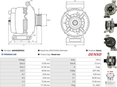 Produktbild von Lichtmaschine 150A Ford Focus C-Max 2.0