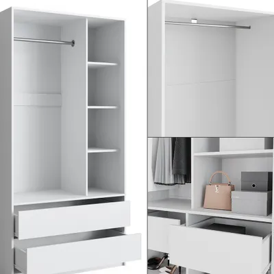 Produktbild von Kleiderschrank Vicco Elmo Weiß 280 x 200 cm 3er Set, Model 50205