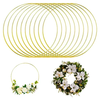 Produktbild von Metallringe, 10 Stück 20cm Gold Metallringe zum Basteln, Dekoringe für Traumfänger und Hochzeitskränze