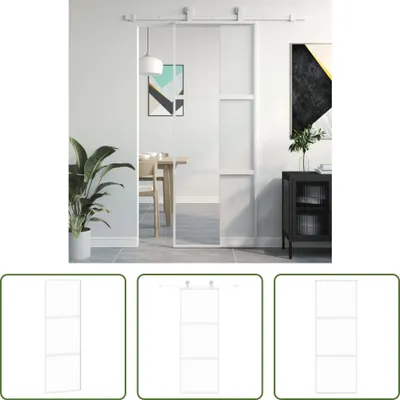 Produktbild von The Living Store Schiebetür Weiß 76x205 cm Hartglas und Aluminium